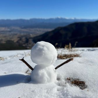 ゆきだるまつくーろー（この後風に飛ばされ、作りなおす笑）