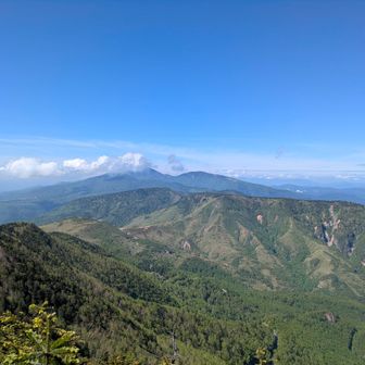 西側大展望、四阿山がよく見える