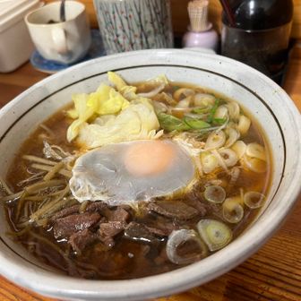 肉入りきんぴら月見うどん