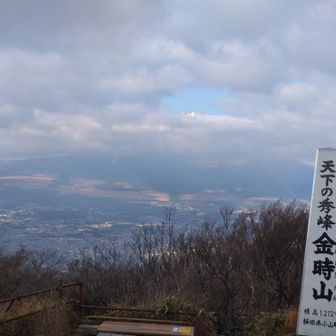 富士山の頭がちょっと見えた。