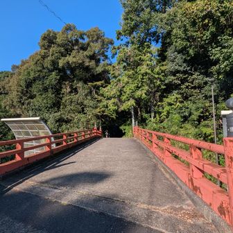 早尾神社の参道は、国道161号線（西大津バイパス）の上を跨ぐ橋（陸橋）を通って境内へ