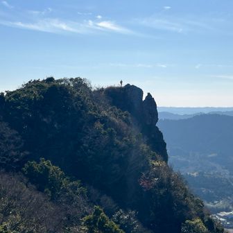 北峰に歩いてきたのですが、途中に先程の南峰が見えるポイントがあります。
すごい切れ落ちた絶壁の上だったのがよく分かりました👀‼️