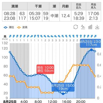 本日の干潮時刻は15時くらいだが、10時くらいで59cmだった。この程度で問題なく行けた。波の穏やかな日なら、この程度の潮位で問題ないだろう。