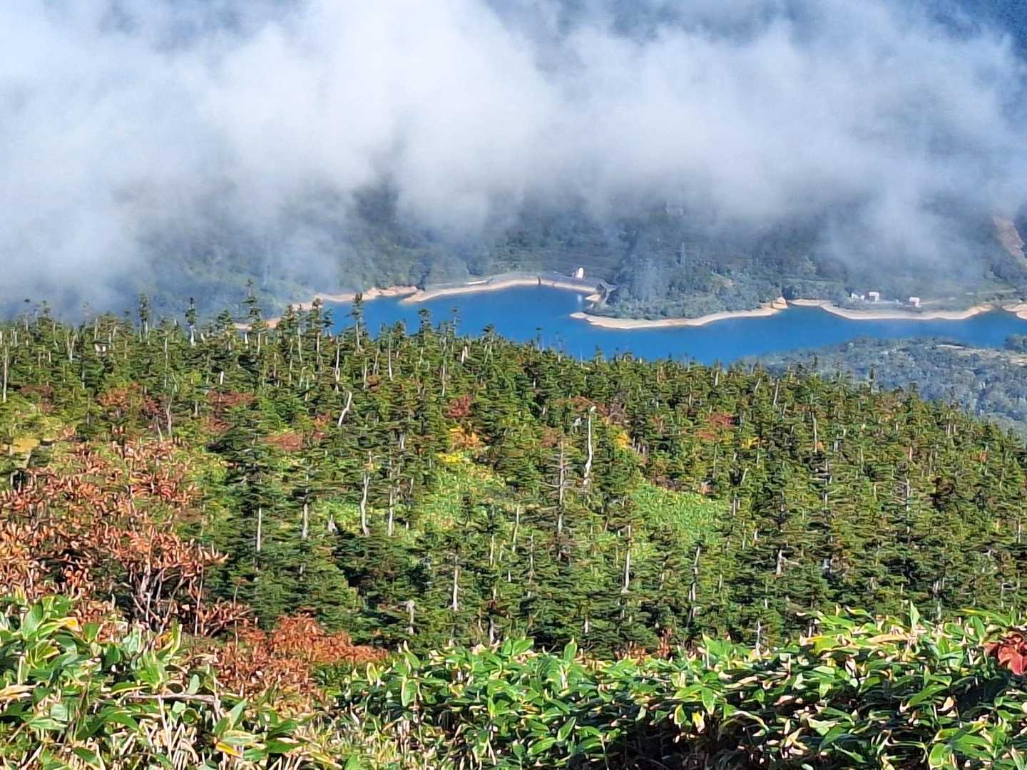 蒼く光る湖(ダム湖)