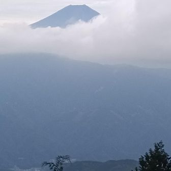 行にNGだった眺望ポイントに帰りにも寄ってみたら・・、富士山が少しだけ顔を出してくれました。