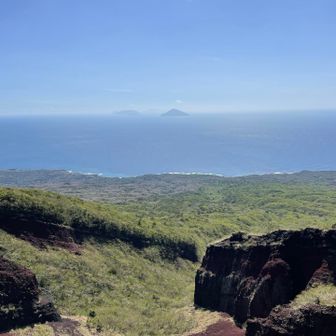 赤ダレと利島。一昨年9月の強風が嘘のような好天。じっくりと観察できました。ここから下の野増方面の木々と利島がほんとに美しいです。