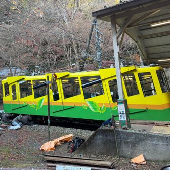 ケーブルカーの整備点検してました