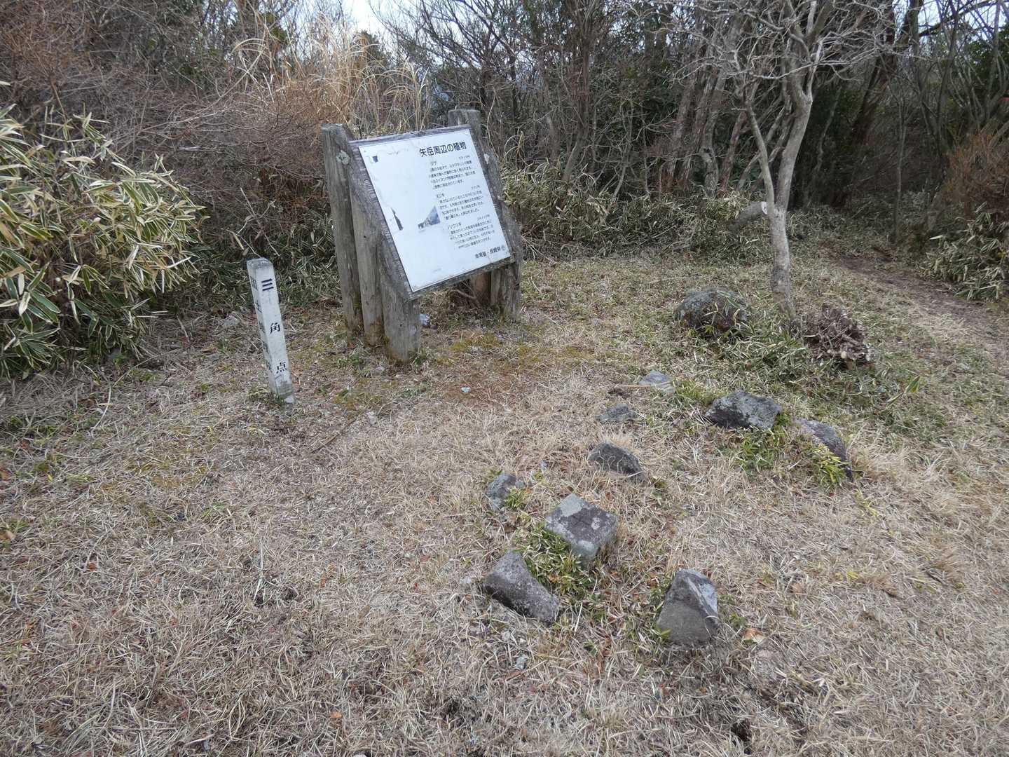 山頂手前の三角点に到着🎵