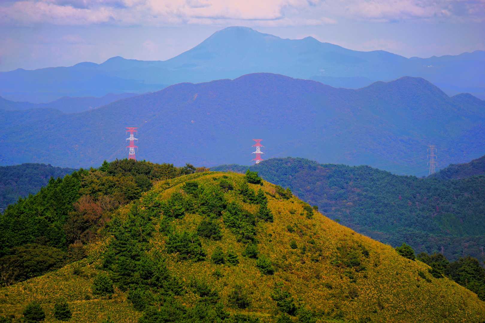 ちょっと遠いが三瓶山も堂々たる山容ですぐそれと分かる。