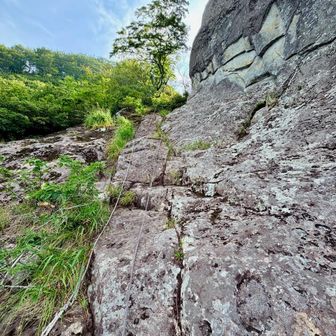 岩の左側にロープが垂らされています。
危険はそれほどありませんが、雨天で濡れている場合は要注意です。