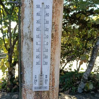 頂上の四阿やの温度計