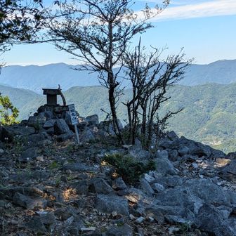 暗い林を抜けると熊丸山頂上