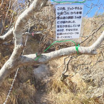 崩落はしてるけど、
そこまでキケンではなさそうだった。
一応右のロープで登った。安心感はある。