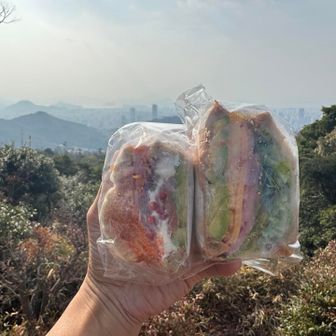 朝ごはんはおしゃれサンドイッチ
袋町公園の前にあるPark South Sandwichというショップで事前調達