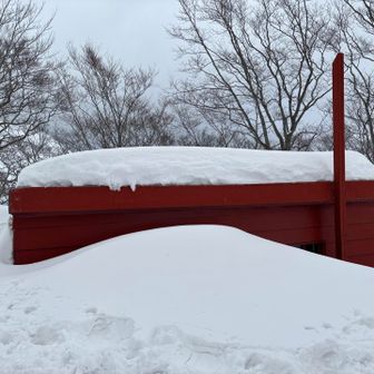避難小屋もスッポリ埋まってます