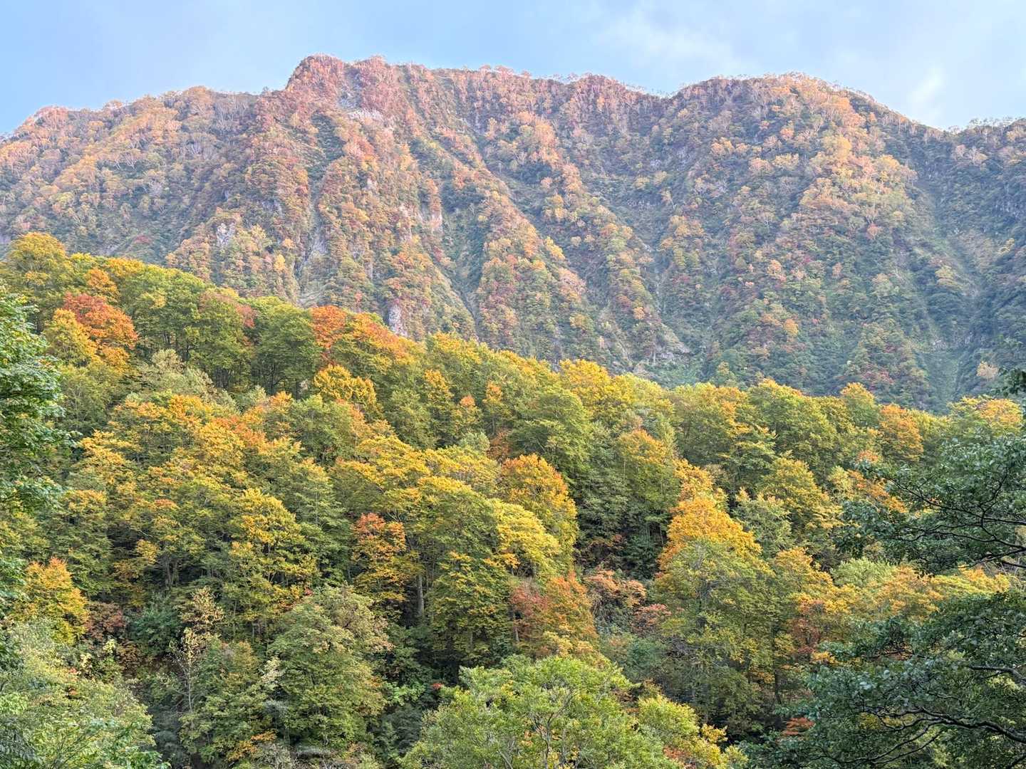 展望が広がり、紅葉の山々に感動です