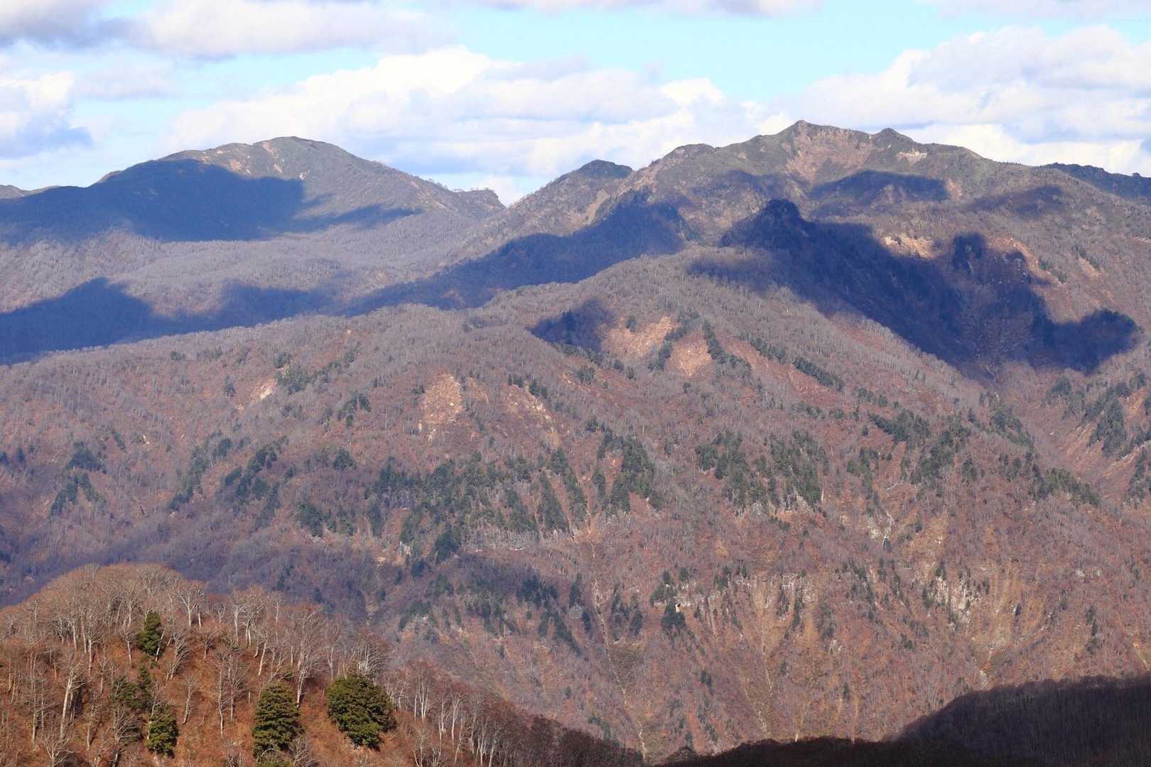 笈ヶ岳と大笠山