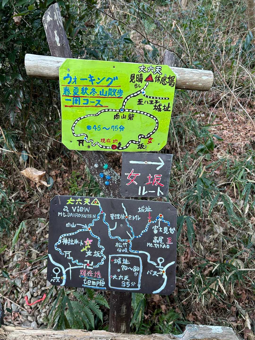 川原宿大橋バス停-心源院尾根散策コース入口-秋葉神社-春え 縦走コースの写真