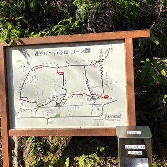 愛宕山〜八木山コースの案内板です。
ここも岩場、鎖場のスリルコースあり、次回チャレンジしますね。

つつじ丘団地、八木山小学校のバス停（15時15分発）から名鉄新鵜沼駅まで発車バスあり。椅子に腰掛ける暇もなく、ラッキー🤞kちゃんがなんだもラッキーと言ってました。
バス停では、プラタナスの緑の大きな実が揺れてました。
その後、名鉄新鵜沼駅では、汗で濡れたシャツを着替える時間あり、3番線ホームで待っていたら、５番線が正しいと、階段を降りて登り返した。「待って」と叫んで乗り込んだ、セーフイン❤️心臓が破裂しそうだった。山より疲れたわ😓エレベーター🛗に乗った方が良かったと言ったら、乗れてなかったよ。🙅
17時近鉄名古屋駅から最後の電車🚃、これも、松阪駅行き急行が停まっていた、慌てて飛び乗って、ジャストイン。セーフ。
吊り革にぶら下がって帰った。途中四日市から座れてホッと😊😊久居駅に18時13分着。
最後にまたまた！？times🅿️の操作が変わっていた、現金はダメ、d払いは既にスマホのバッテリーが無くなって使えない。クレジットカードを入れても反応しない、真っ暗で書いてあることがわからない、どうしよう😅そこへこれから入庫する若い女性2人が来て代わりに操作をしてくださった。良かった、良かった、キャッシュレスも恐ろしい。（解除か）
そういえば、朝は、sちゃんが、何度もぴっぴのスマホにかけてくれたけど、出なかった（久居駅トイレ工事中で、慌てて構内の仮設トイレへ飛んでいた）
新鵜沼駅では、Kちゃんが、自販機にお金を入れたが、出てこない、お釣りも出ないと、なんで出ないとクレジット決済で水は出て来たが、Sちゃんが見てくれたら、奥に落ちて来ているよ！と。なんと😞
後期高齢者2人は、若いSちゃんに助けられて？？
3人だけど、やじさんきたさんの山歩きでした。
転ぶこともなく、元気に下山できました。
皆さん、長々とお読みくださりありがとうございました。
