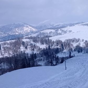 余市岳やキロロ方面。
広大な雪原が続いています。
まるでスノーモービルランド。