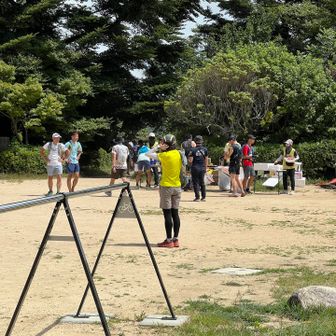 トレランの大会が開催されていました。
給水ポイント