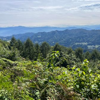 上州方面、四阿山と雲を被った浅間山。良き眺望哉。