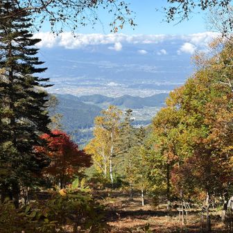 戸隠山、高妻山、乙妻山、黒姫山方面は雲の中。