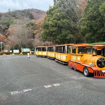 みかも山公園南口駐車場で遭遇したSLバスと一緒にゴール‼️🚂👏👏👏👏