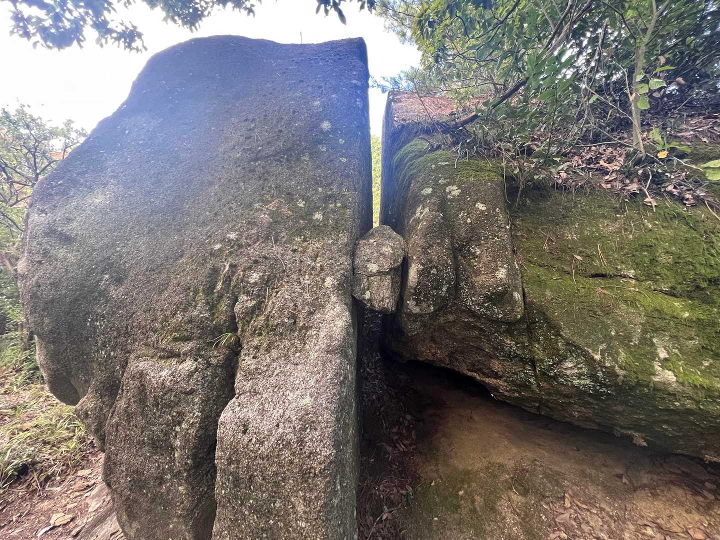 スパっと割れた岩