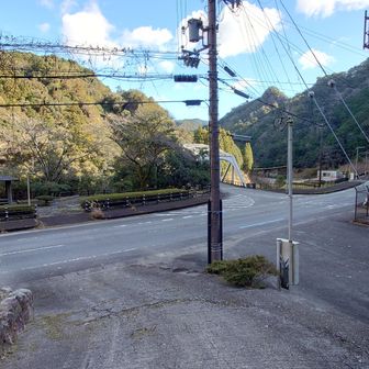 では車道沿いに戻りますが奥に見えている橋からみる古座川の一枚岩も見事らしいので見に行ってみます。