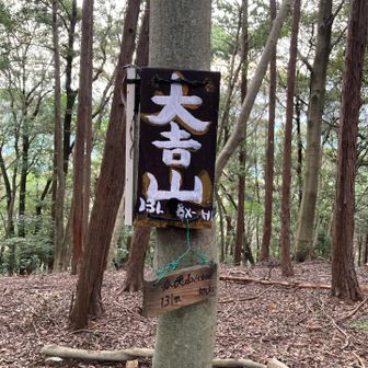 東屋から少し先が山頂となります。目印の木札No.1