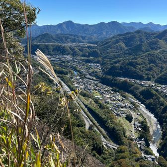 蔵屋敷跡(乃木希典氏の石碑があります)から眼下に中央道と谷間を埋めるように家が