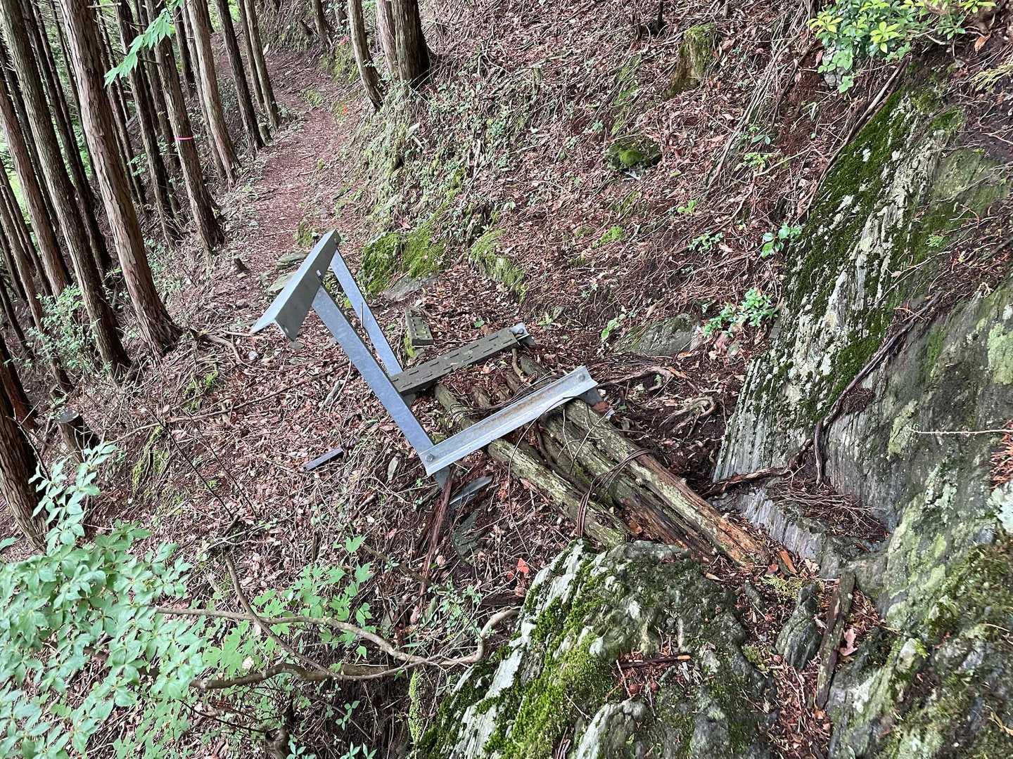 ここも橋が朽ちているので、山際を慎重に歩く