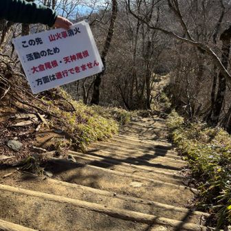 ちょうど大倉尾根への通行止めのロープ🪢を設置されているところでした