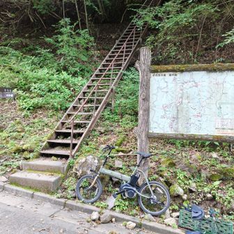 2100m下り、無事帰還！下りブレーキで太もも筋肉がヘロヘロ、安全下山でメデタシめでたし。自転車は20km向こうの畑薙から来た人のです、凄い。