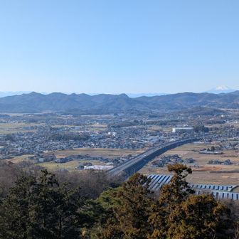 天狗岩から📸大小山、下に北関道、その先に浅間山🗻🧐