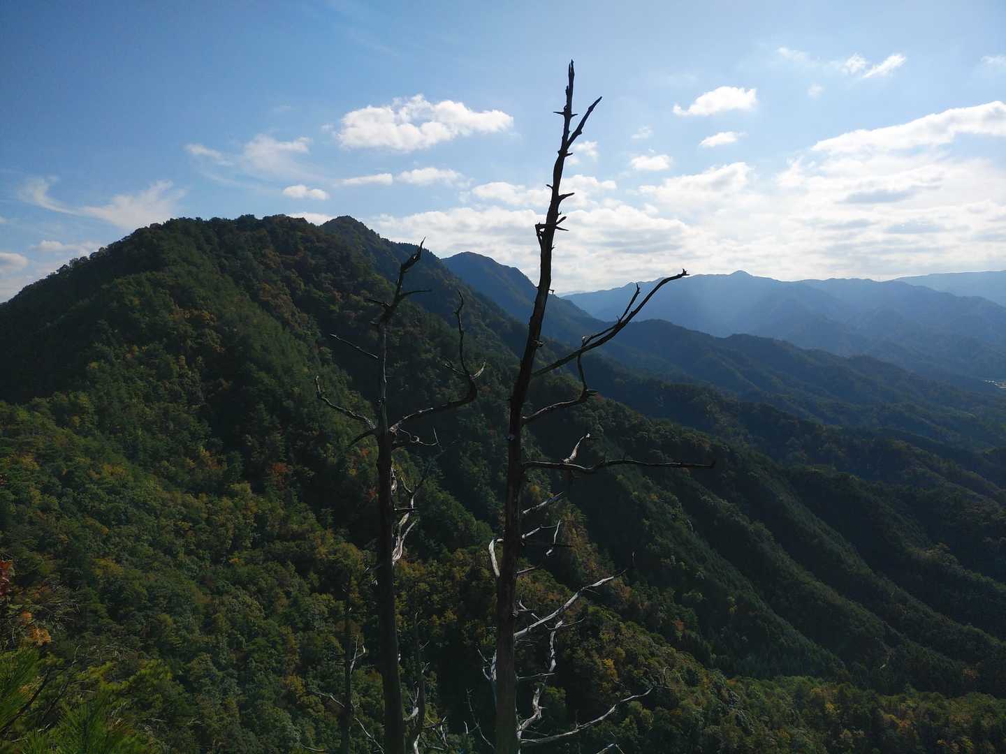 歩いた山が見えました。