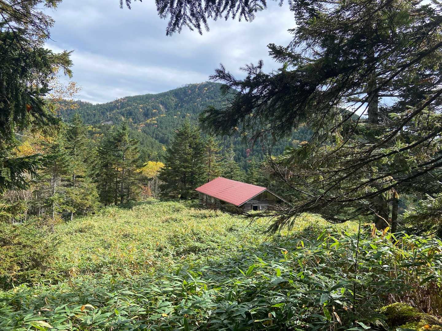 安平路山避難小屋
正面に見えるお山が安平路山かな