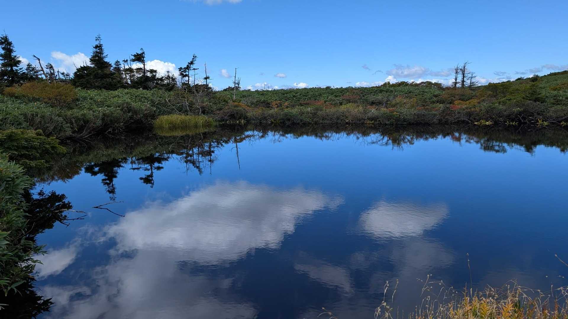 奥に紅葉🍁ぽいとこあり👀
湖面に青空写ってます〜😂