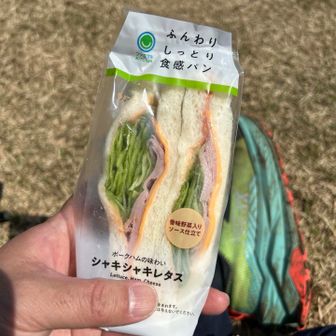 昼食はファミマのレタスサンド。