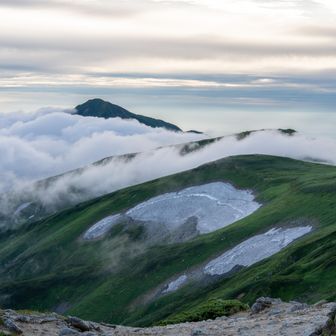 夕日を観に再度山頂へ
大日岳も顔出した