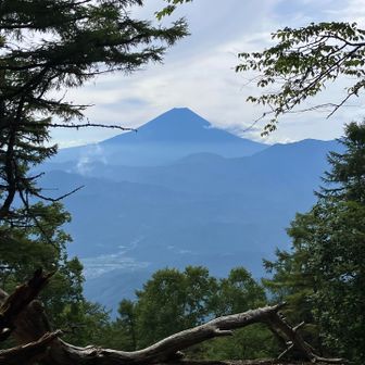 山頂は麓から富士山がバッチリ見えます！眺望は一方向のみです。