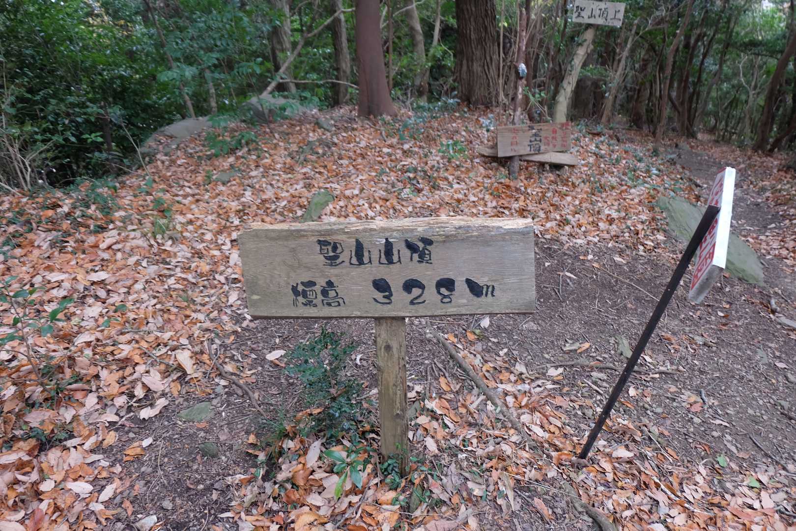 聖山山頂。328m。三角点見当たらず。