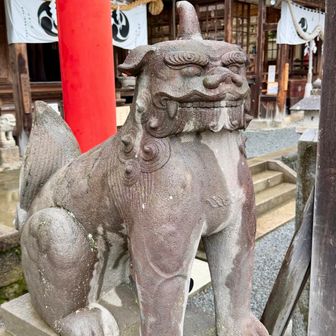 狛犬に角が🫢