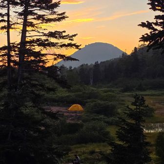 焼山と夕焼け