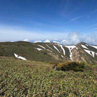 牛ヶ岳展望ポイントから巻機山方面