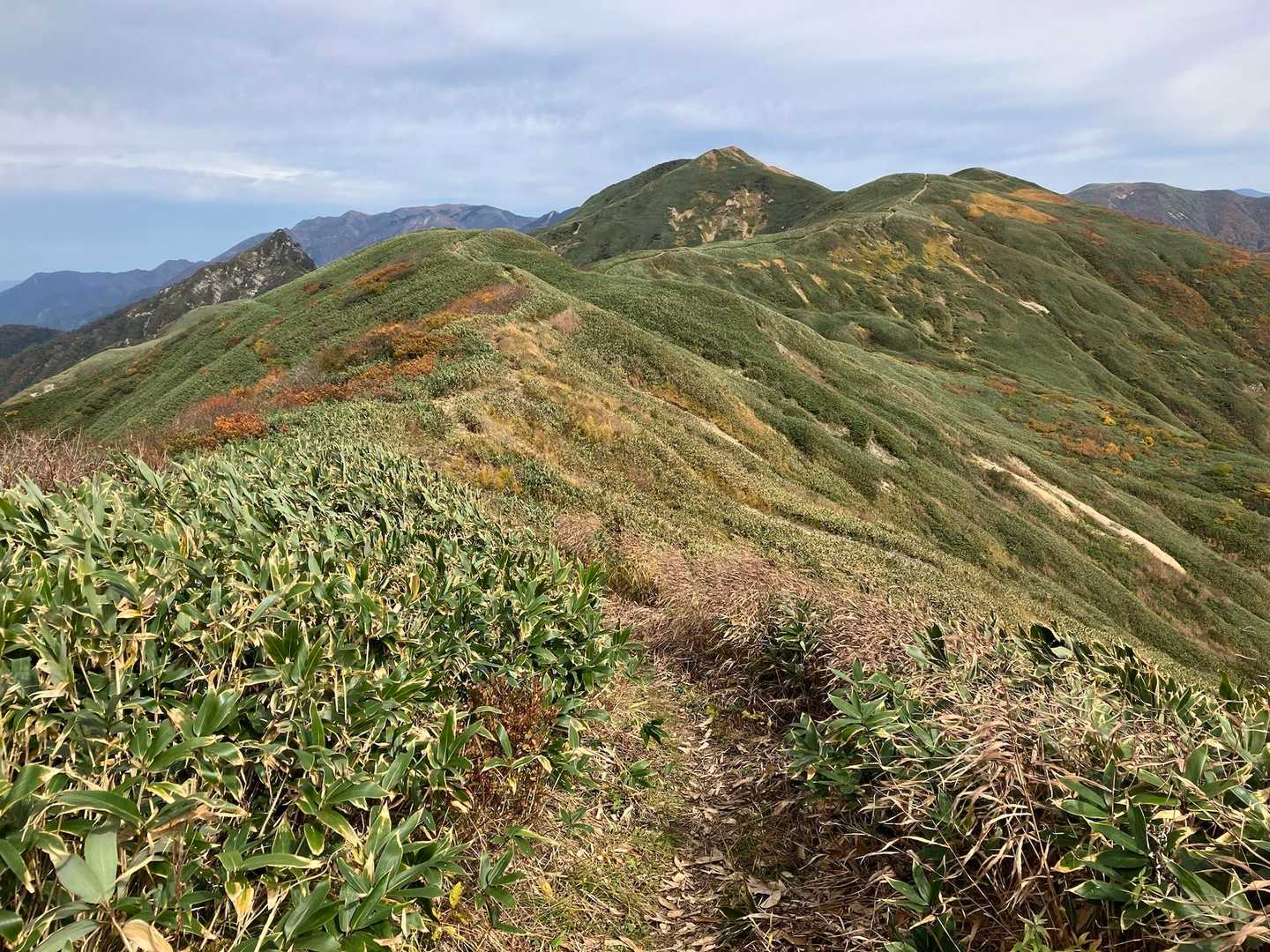 次のピークの七ッ小屋山と左には大源太山が見える👀 大源太山から呼ばれた気がするけど今回は行かないよ👋