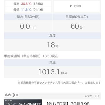 韮崎でも30℃とは容赦ないな🥵
