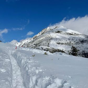 歩きやすい雪質だけど、風が強いところは積雪ない