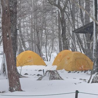 キャンプ地には、まだテントが4張残っています